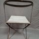Chaise de jardin ancienne basse pliante métal tissus 1900