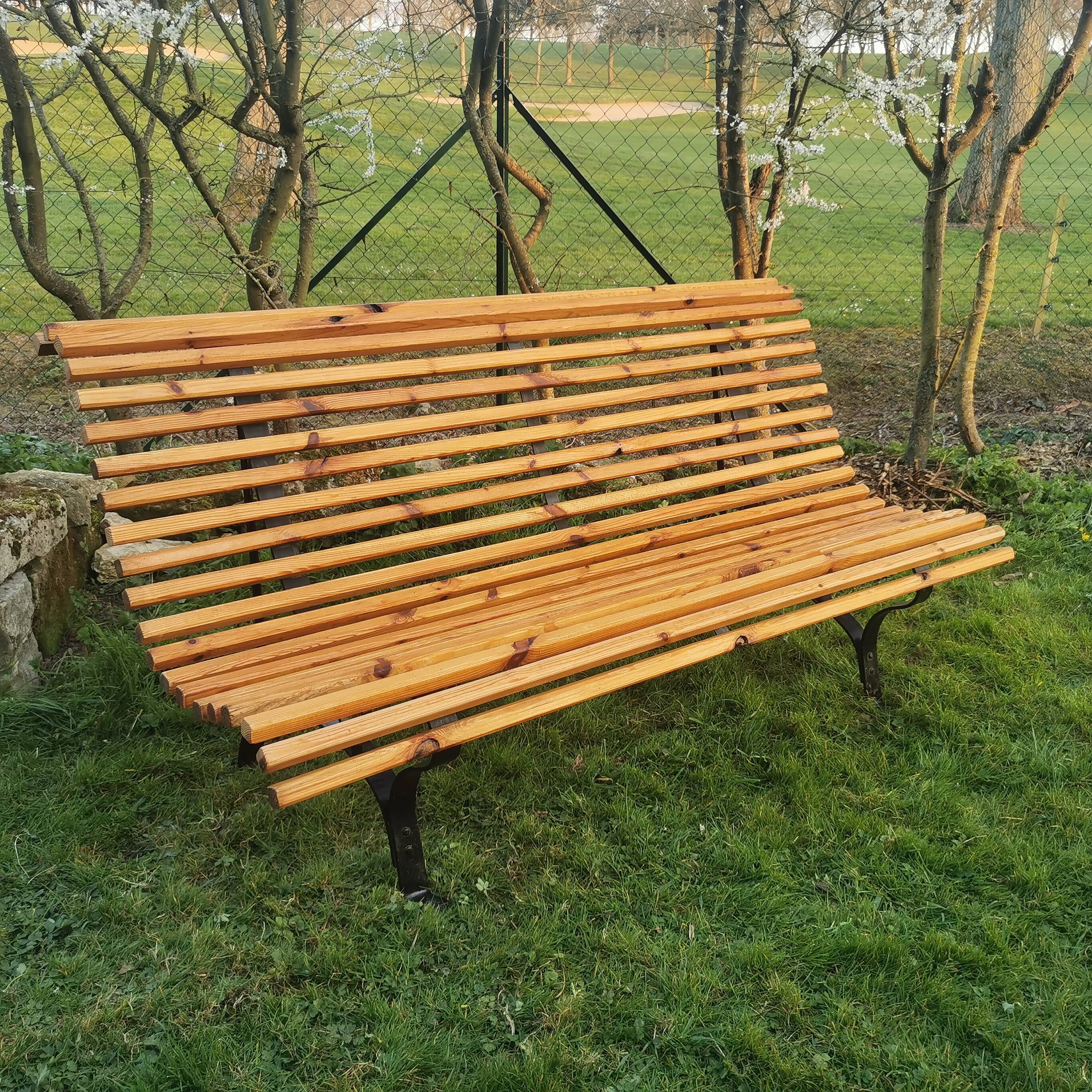 Metal and wood garden bench