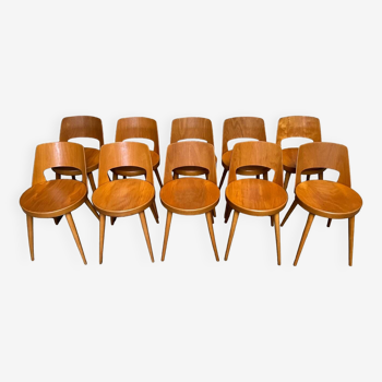 Series of 10 Baumann Mondor model chairs, bistro 1960