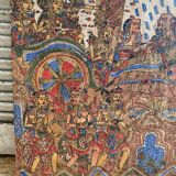 Ancien kamasan textile peint main bali mythologie guerre vintage