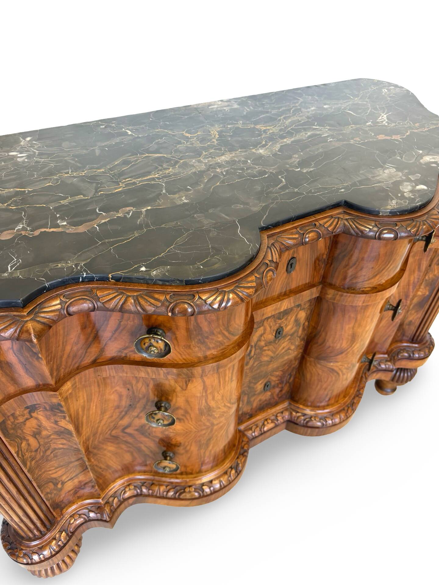 antique walnut serpentine commode