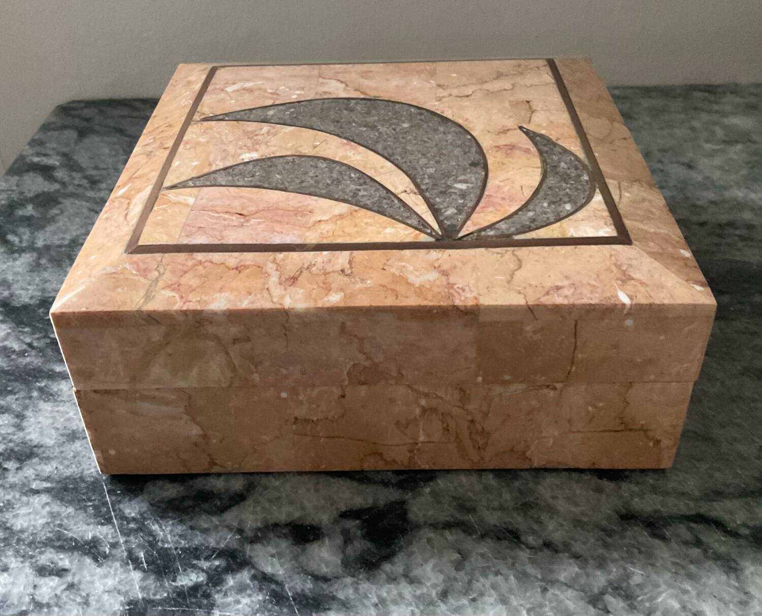 Maitland Smith jewellery box in tessellated stone