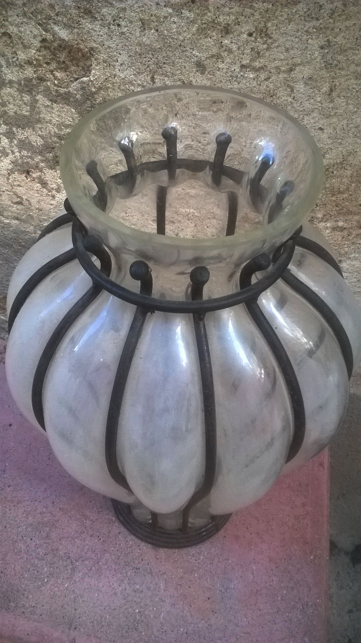 Vase vintage "verre et fer forgé"