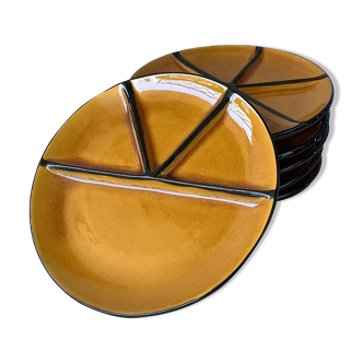 Handmade glazed terracotta fondue plates