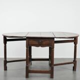 Antique English oak side/dining/gateleg table from the 18th century