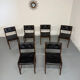 Lot of 6 Scandinavian design chairs in wood and black faux leather an70.