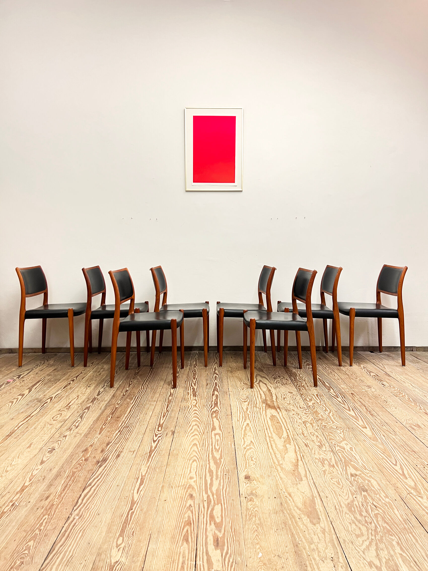 8 Danish Mid-Century Teak Dining Chairs #80 by Niels O. Møller for J. L. Moller, 1960s