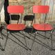 Red Formica table, 4 matching Formica chairs, vintage, 60s.