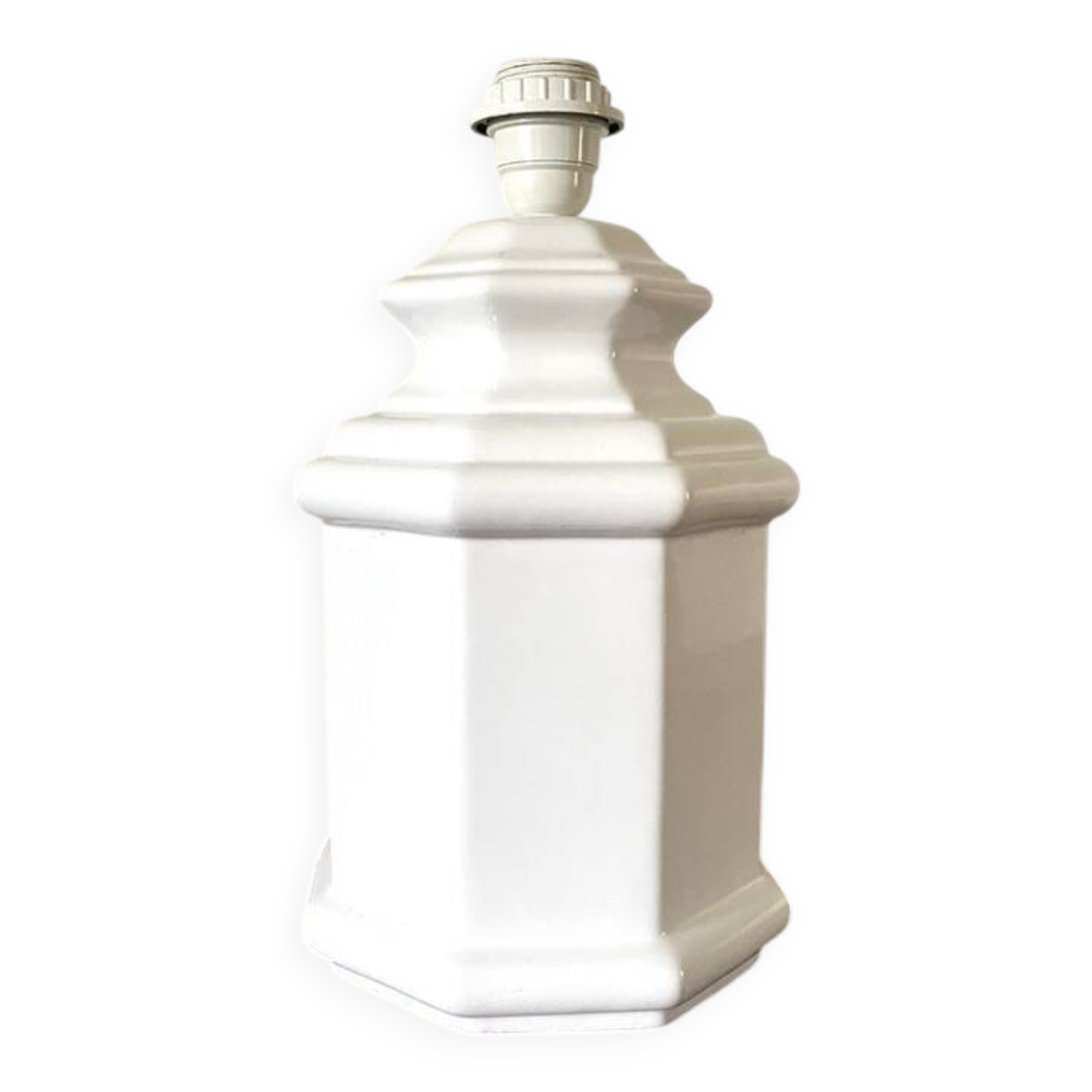 Pied de lampe en céramique blanche, 1980