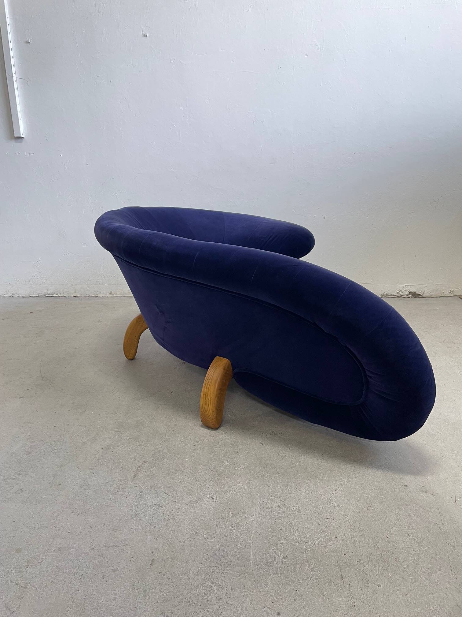Vintage Organic Form Curved Velvet Sofa, Late 20th Century