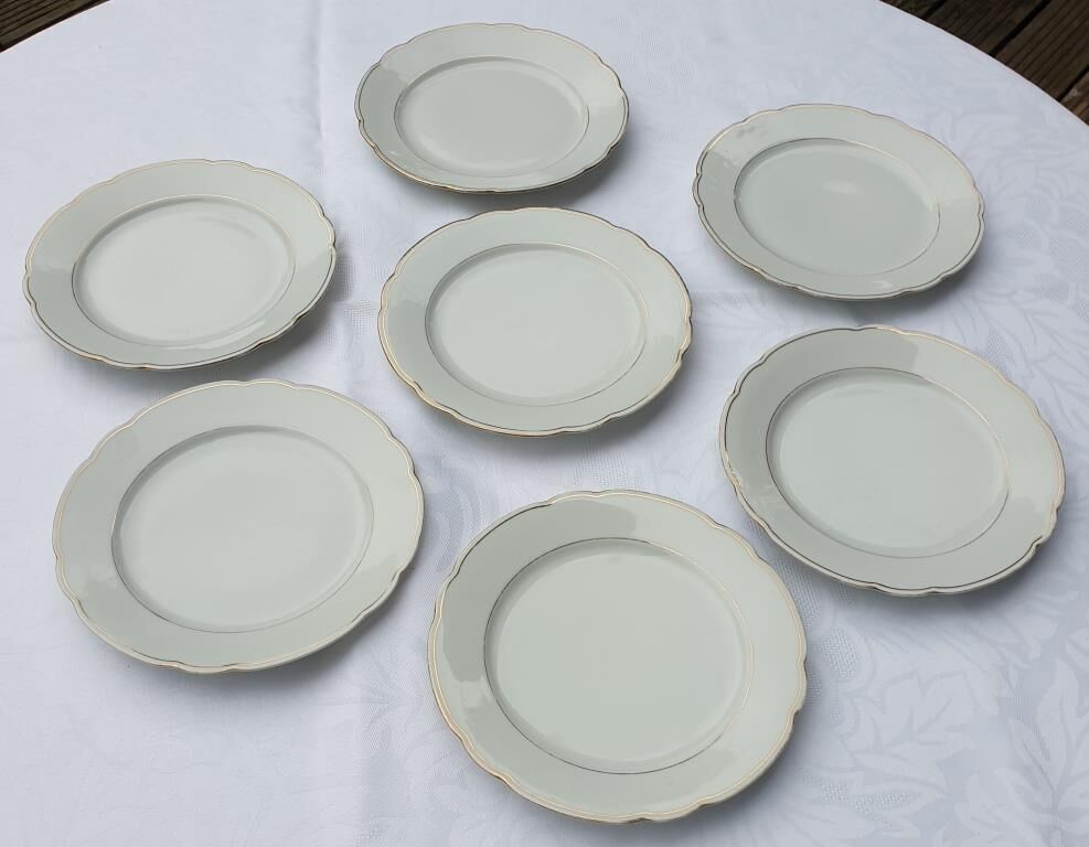 Set 7 plates porcelain gold fillets Seltmann Bavaria