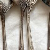 8 SFAM silver-plated soup spoons with acanthus and monogram decor