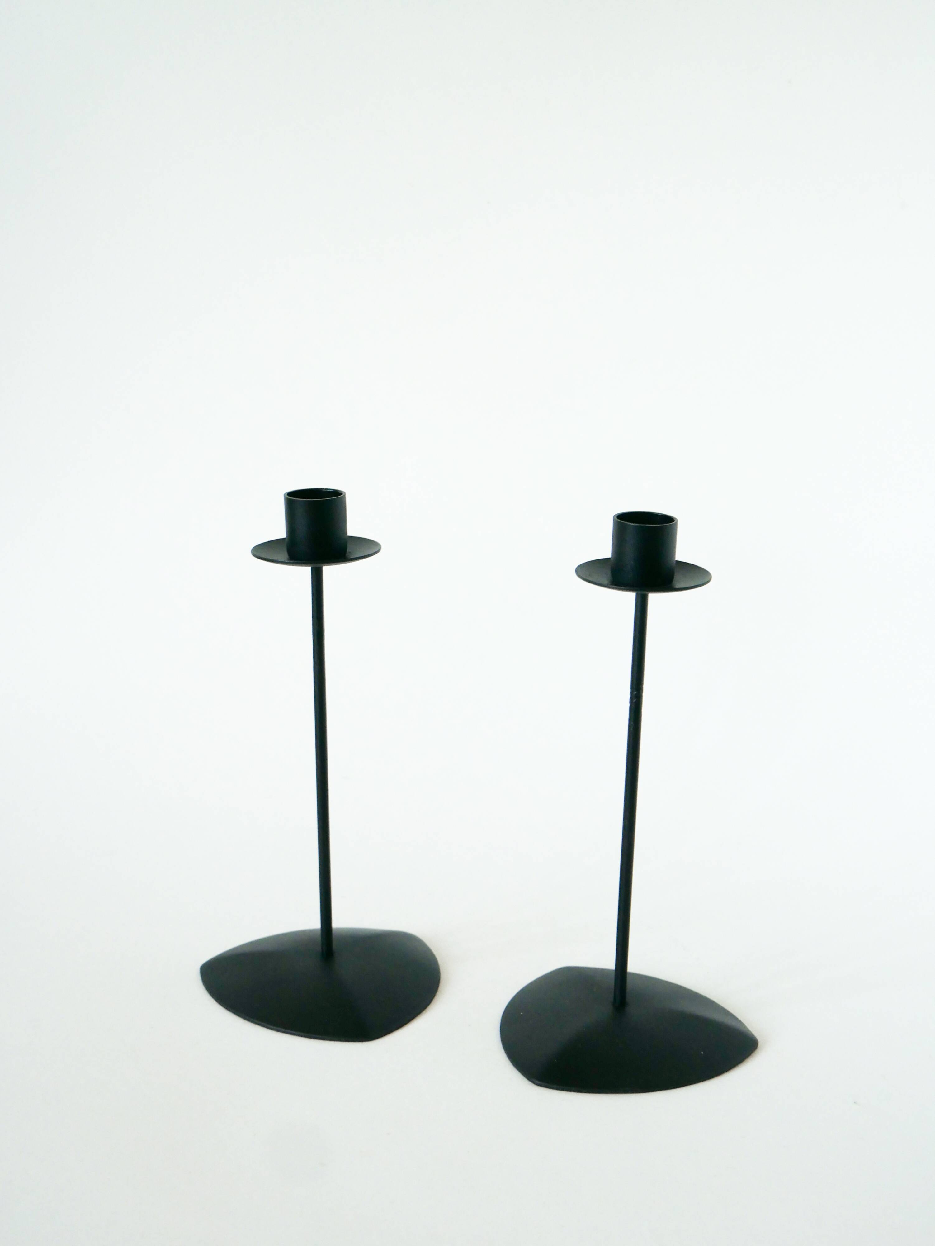 Pair of wrought iron candlesticks, Minimalist, Vintage