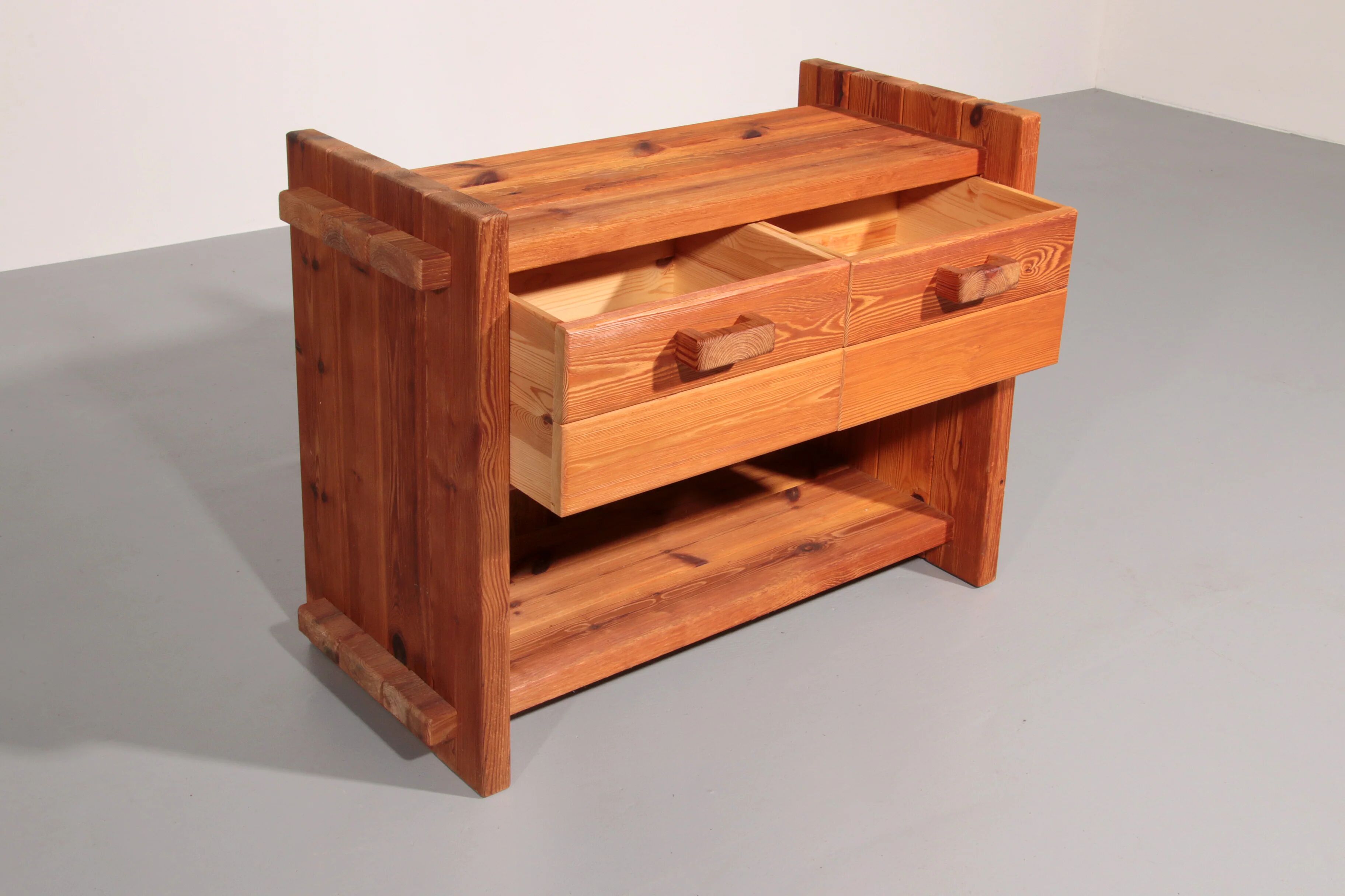 Scandinavian Brutalist pine cabinet by Hans Frydendal