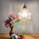 Vintage amber glass globe pendant lamp