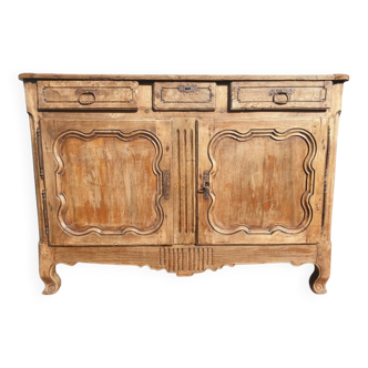 Old natural wood sideboard with 3 drawers