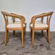Ensemble de 4 chaises de salle à manger en bois et laine, Italie années 1970.