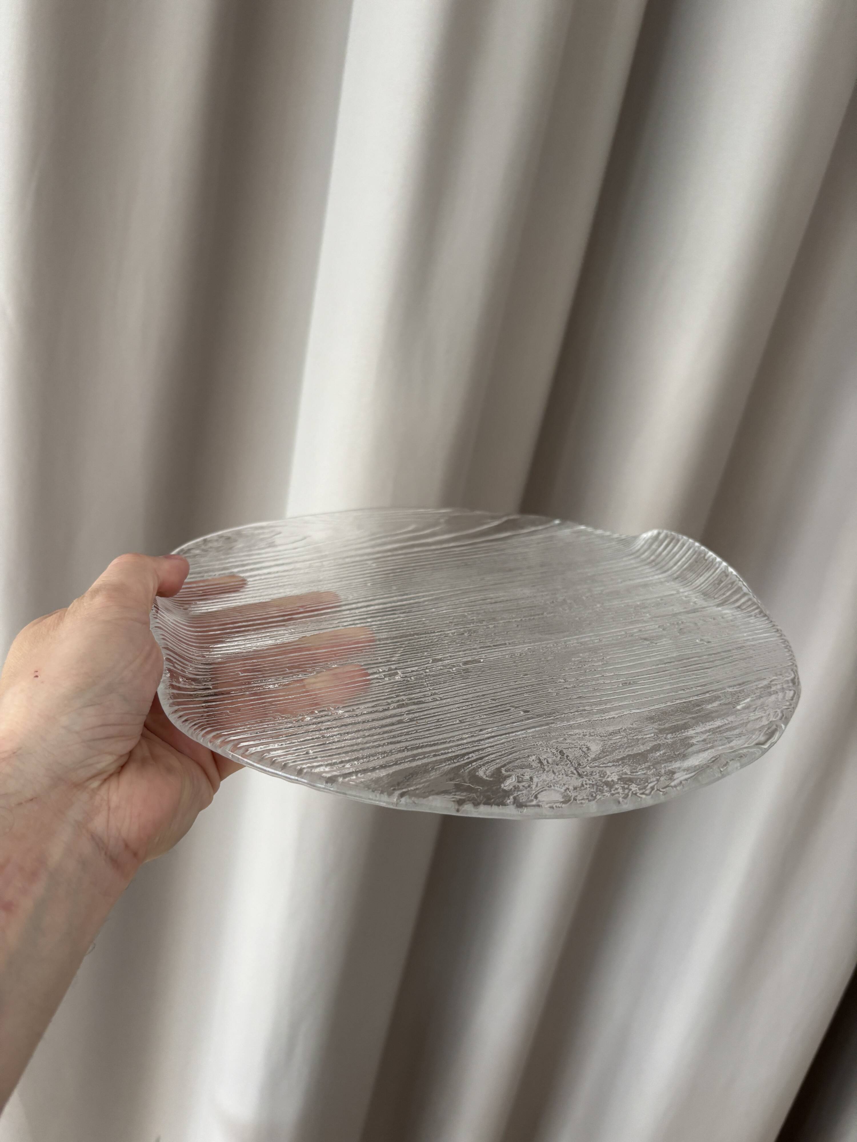 Textured glass plate "Bark" by Bengt Edenfalk for Skruf