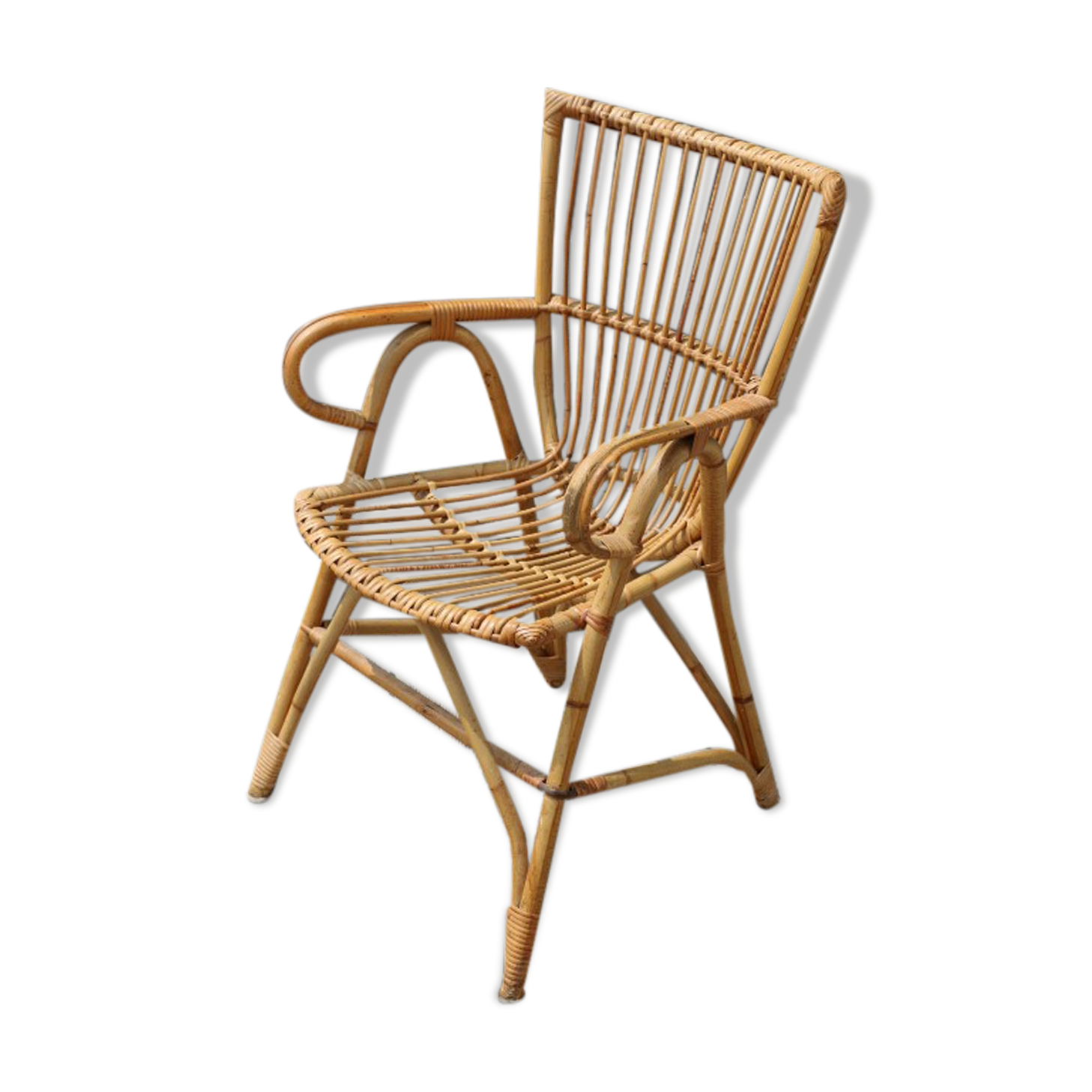 Fauteuil rotin adulte 1960