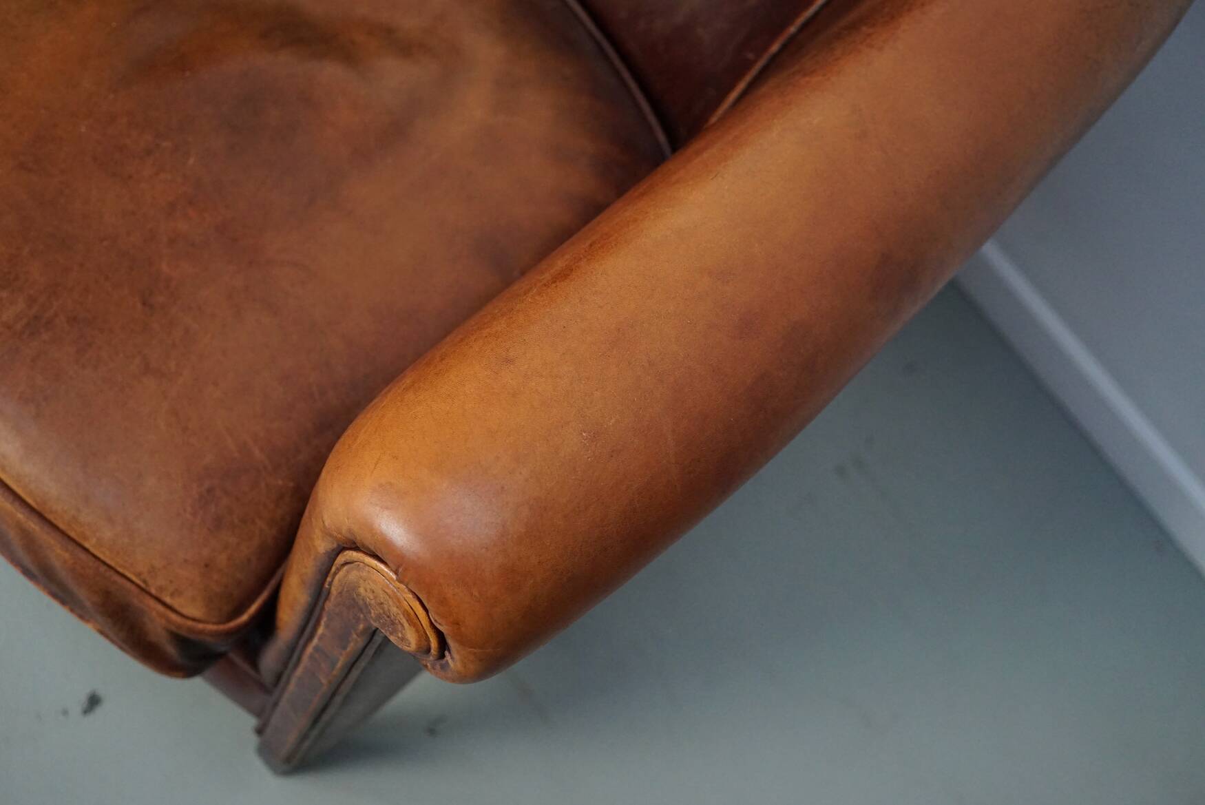 Vintage Dutch cognac coloured leather club chair, set of 2