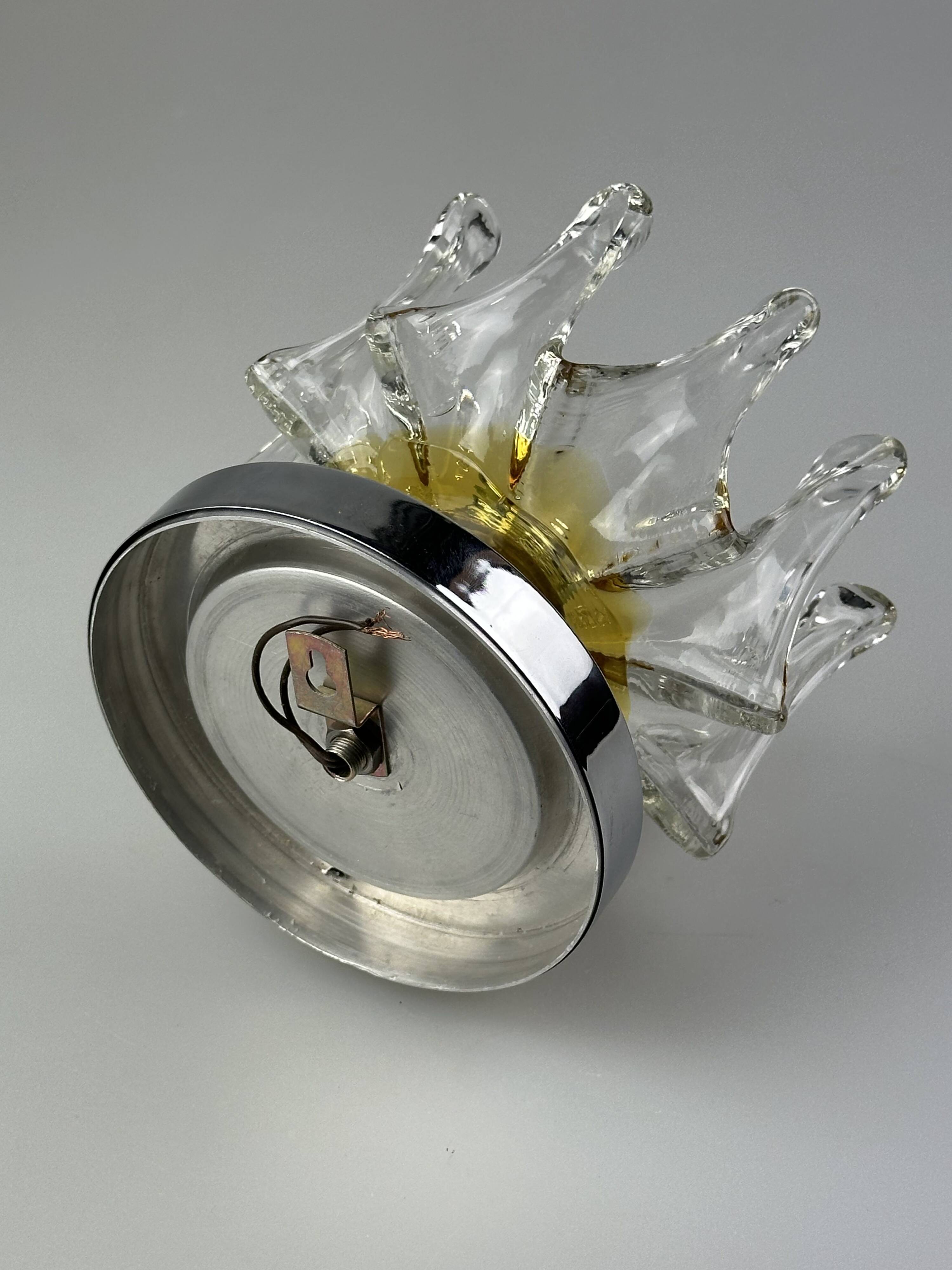 60s 70s wall lamp Wall Sconce made of metal & Murano glass Space Age design