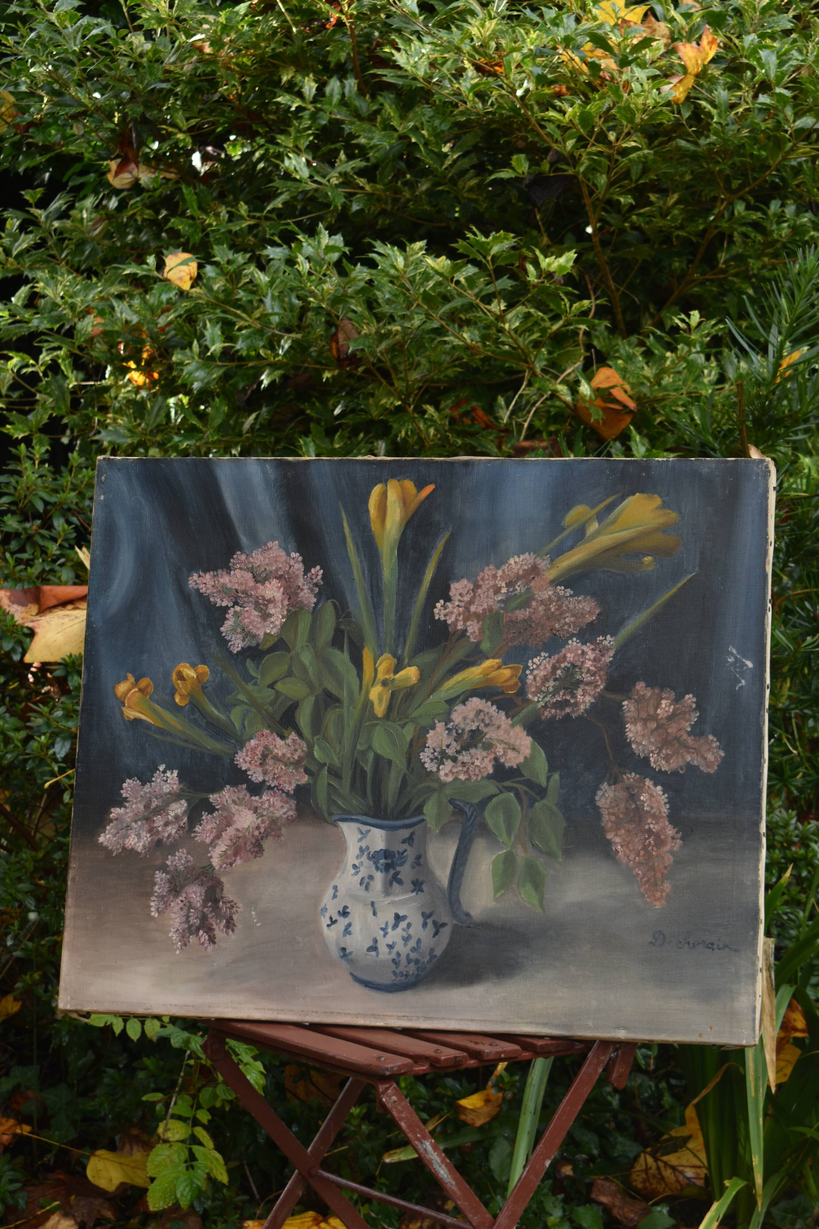 Oil painting on canvas, still life by Rollande Déchorain