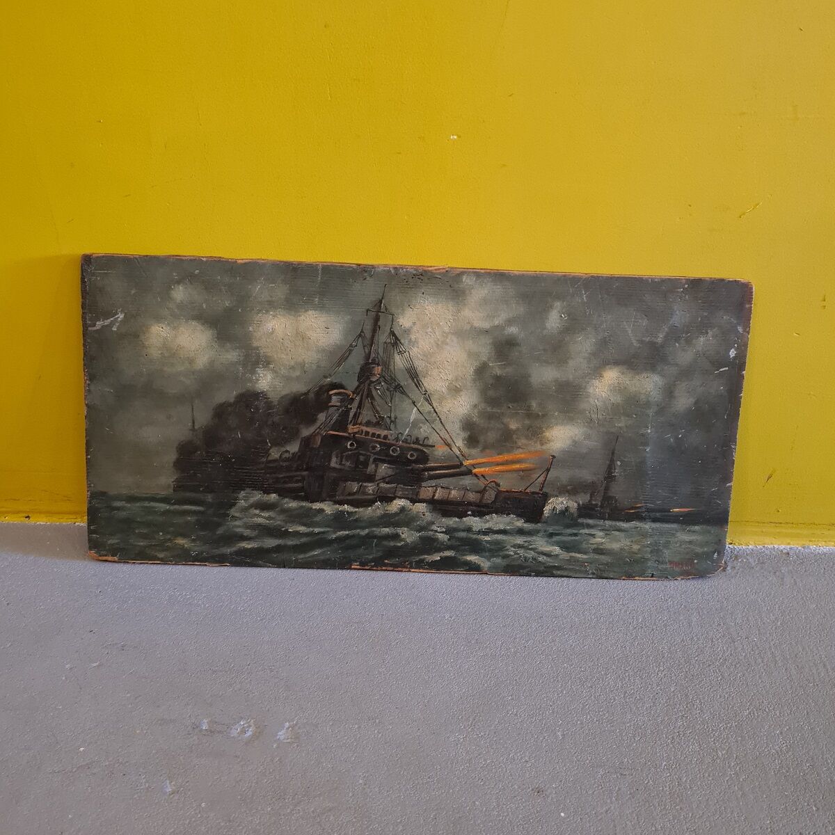 French WW1  Painting signed Amand and dated 1914