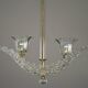Elegant 2 cup Barovier Art Deco chandelier, Murano glass, brass structure 1940s