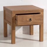Table de chevet carrée en bois d’orme ancien
