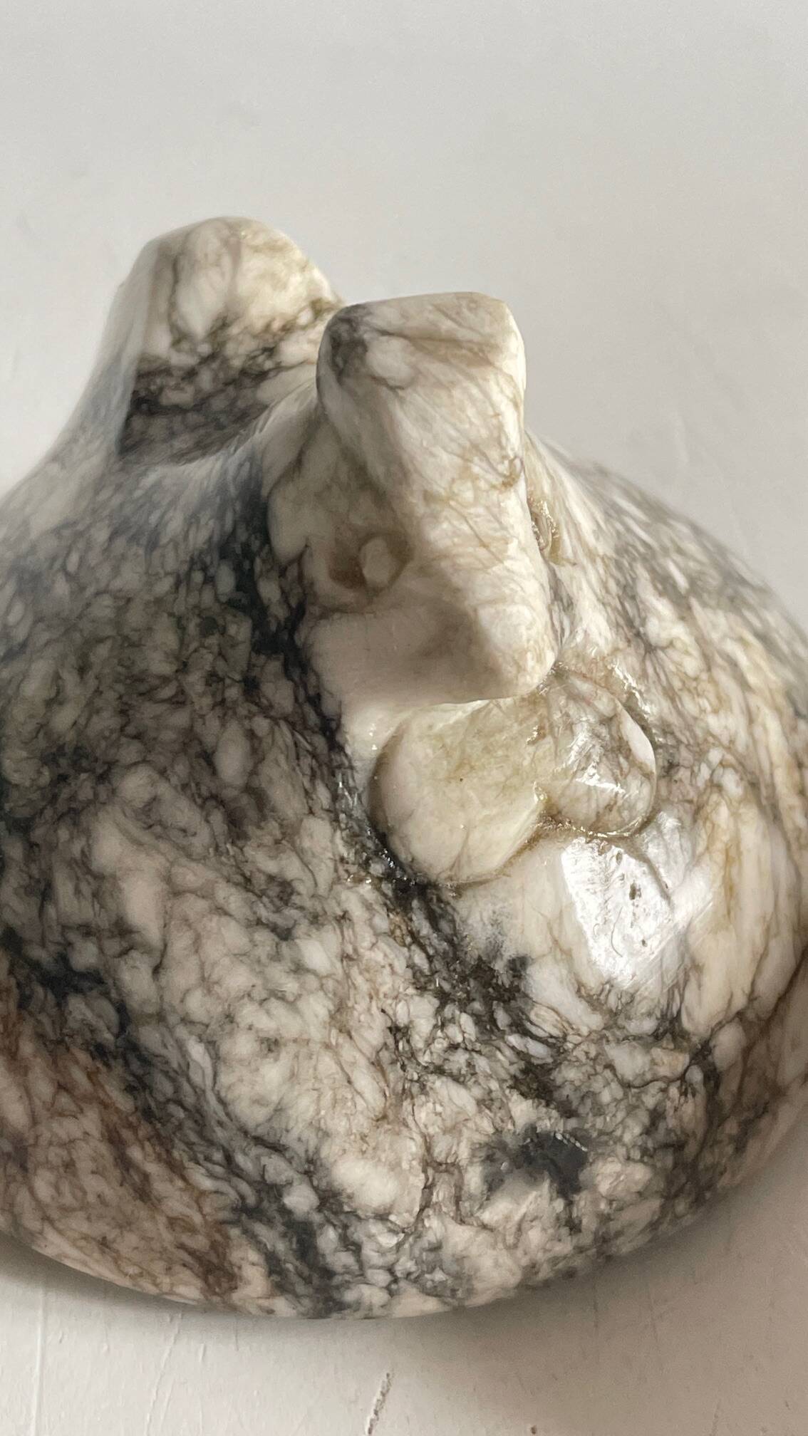 Vintage Marble Chicken with Eggs Sculpture