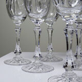 Set de 6 flûtes à champagne en cristal de Lorraine taillé main