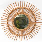 Sun-shaped rattan mirror