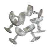 Set of 6 glasses of champagne 19th with flat sides and scales