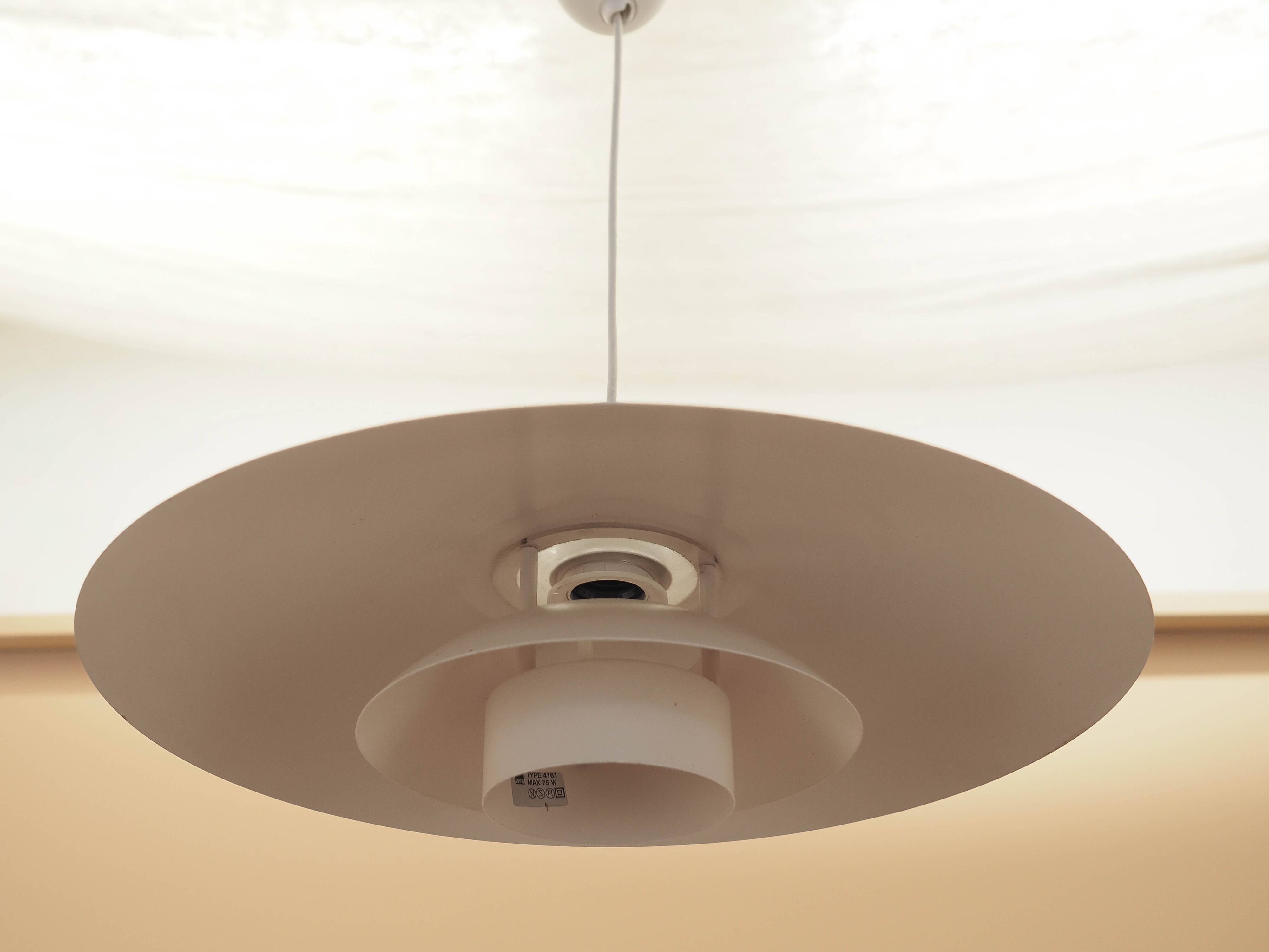 Lyfa pendant lamp from the 1970s, white metal shade, Denmark