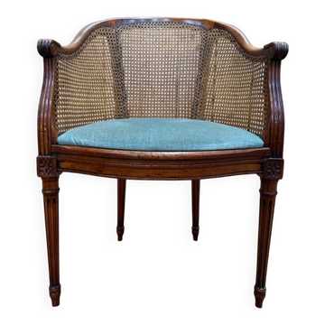 Caned office chair – Louis XVI style – Stained wood – 19th century