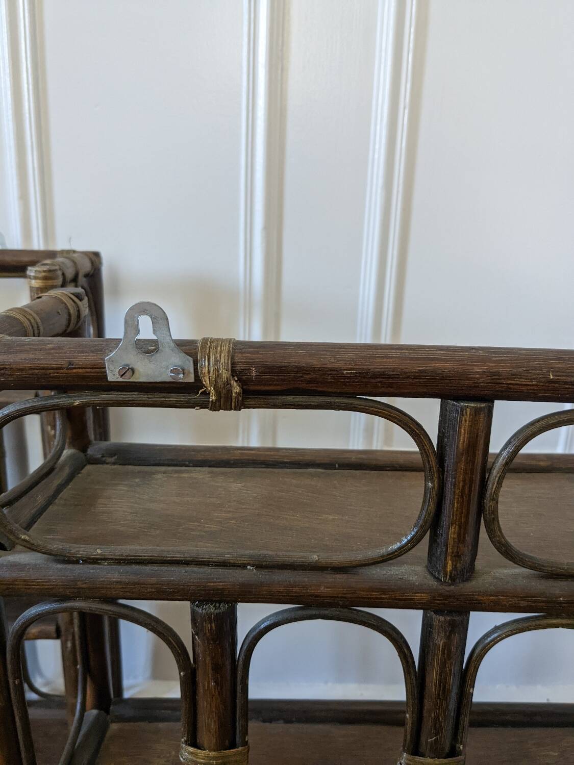 Pair of rattan shelves