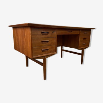 Vintage Scandinavian double-sided teak desk, 60s