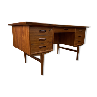 Bureau double face scandinave vintage en teck, années 60