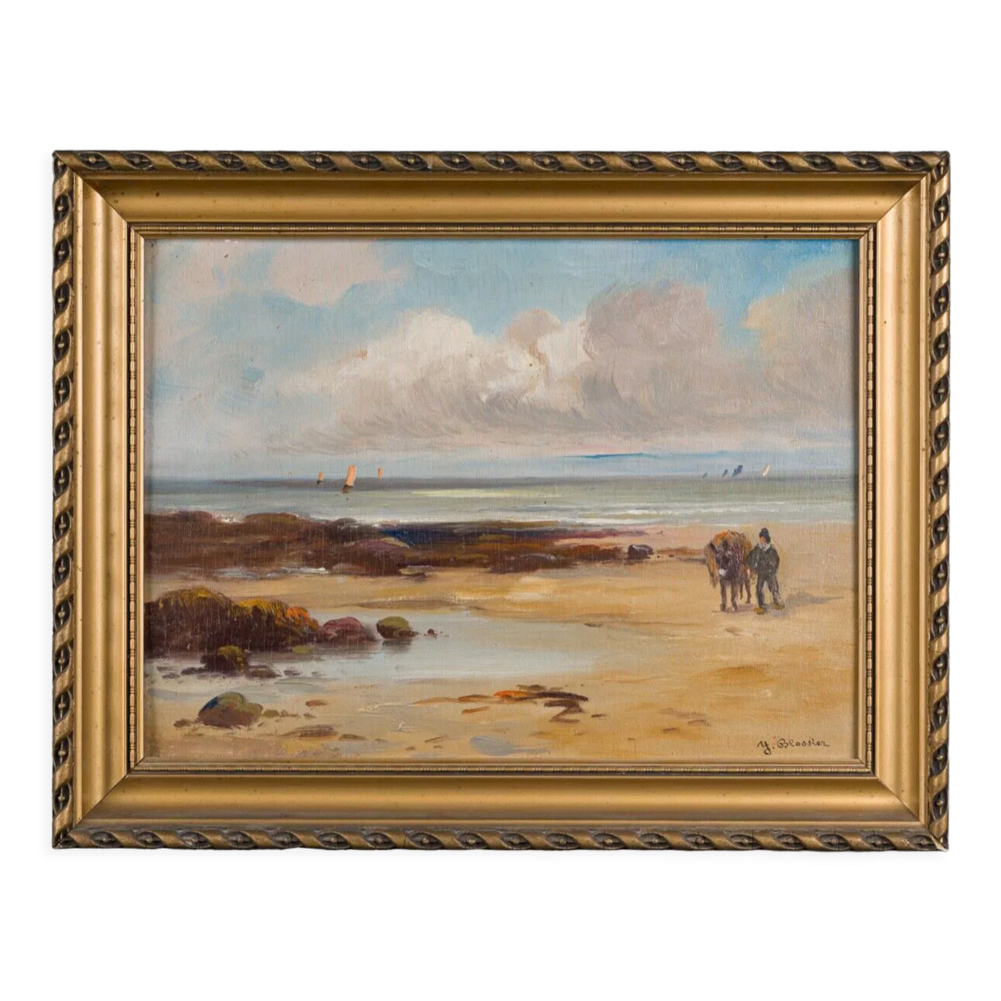 Oil on panel yvonne blossier seaside goemon xxe collector