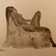 Tableau Aquarelle signé nu féminin au fauteuil