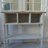 Vintage craft console furniture in pitch pine sublimated in a linen shade.