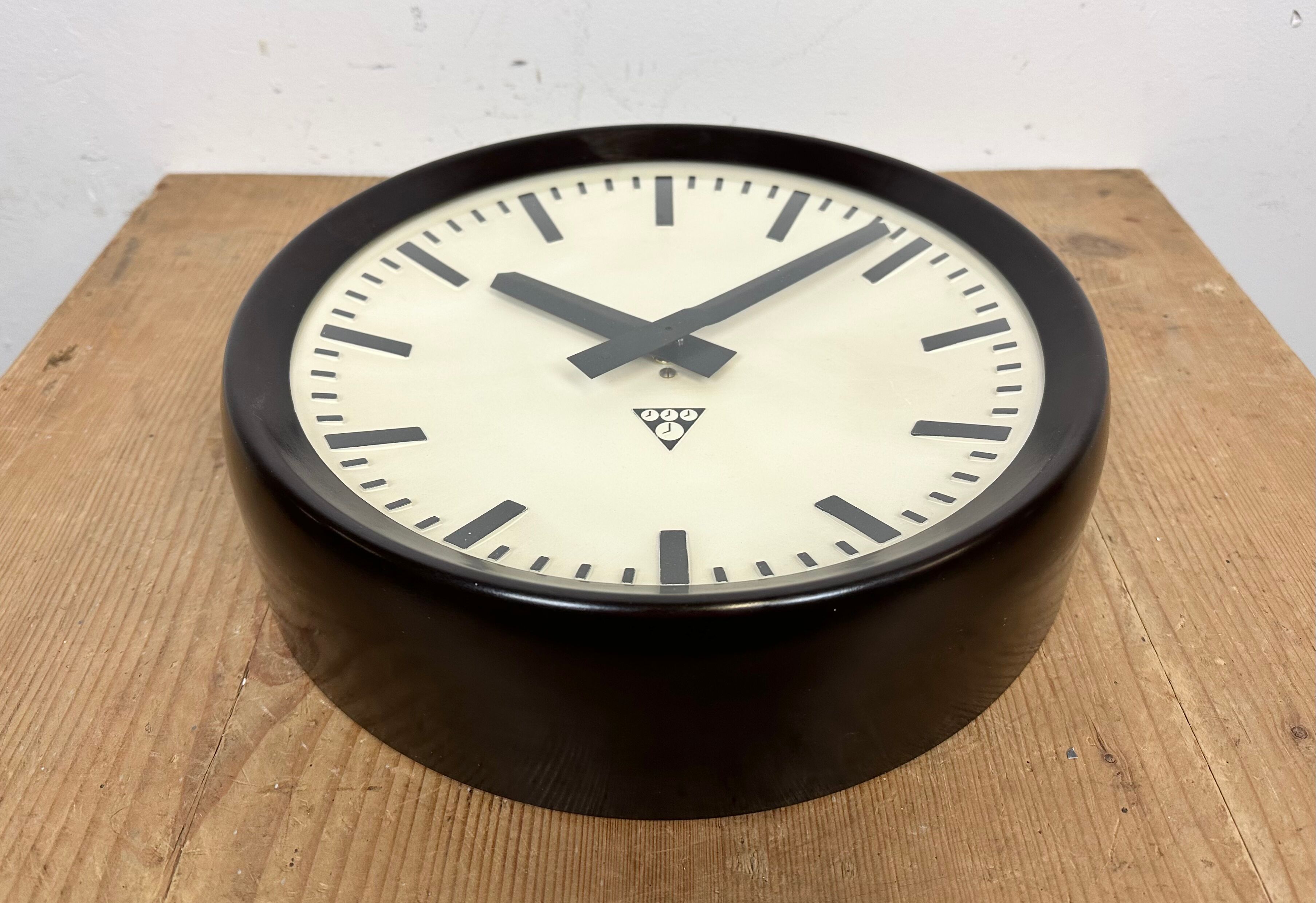 Industrial Bakelite Factory Wall Clock from Pragotron, 1960s
