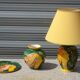 Lampe en céramique, vase et plat assortis, Drimmer