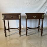 Pair of Louis XVI style bedside tables – gilt bronze details