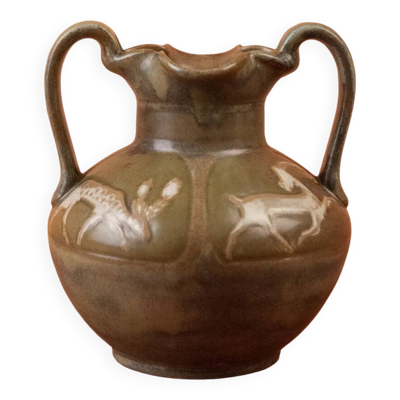 Vase Art Nouveau en grès émaillé de Louis Lourioux