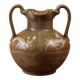 Art Nouveau glazed stoneware vase by Louis Lourioux - wolf mark