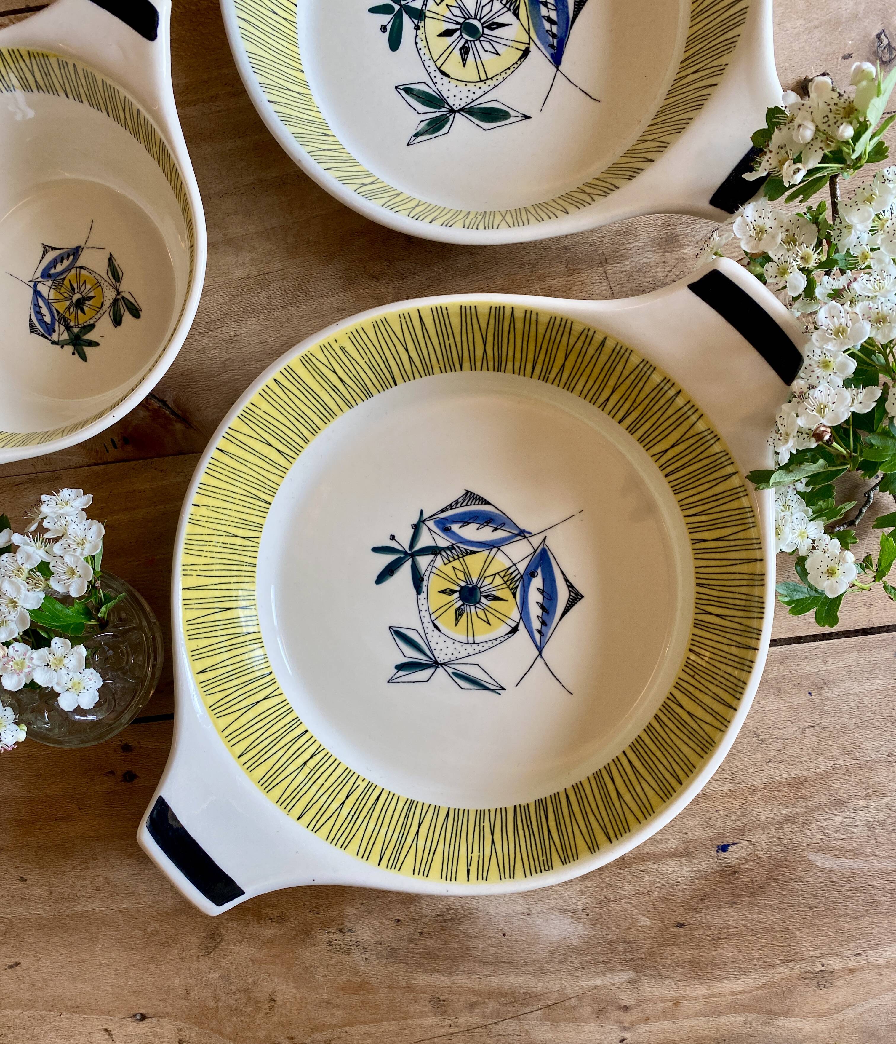 Set of 3 vintage serving dishes from the Flamingo series by Stavangerflint