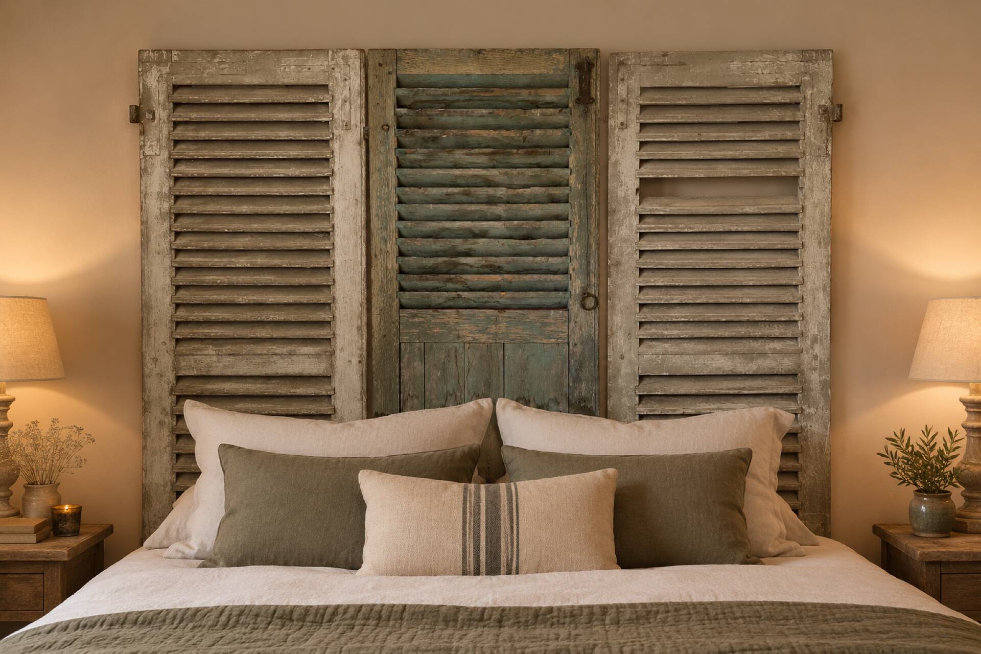 Pair of old shuttered windows