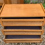 Rattan wardrobe and its compass-legged chest of drawers, 1960