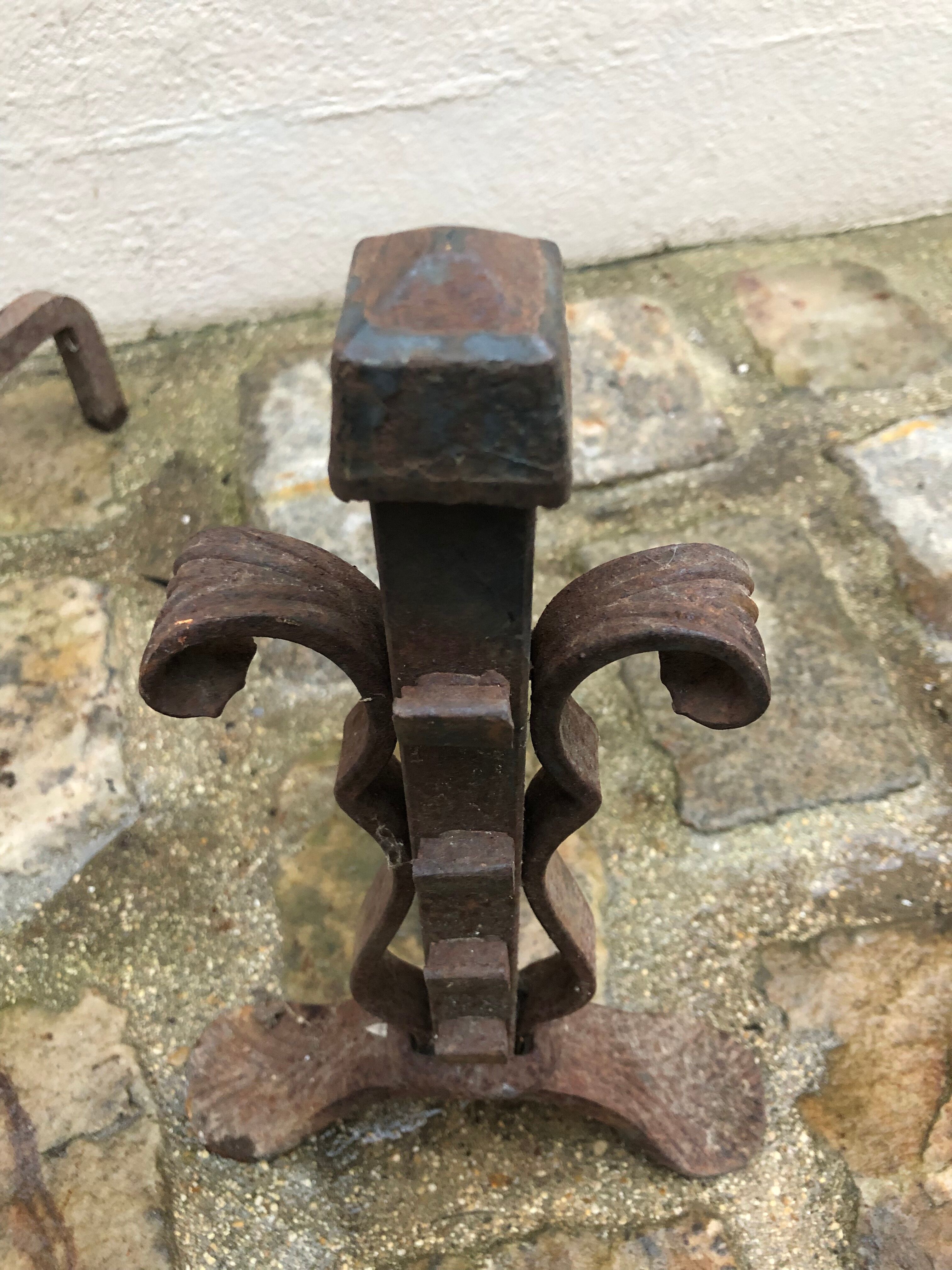 Pair of wrought iron chimney pegs